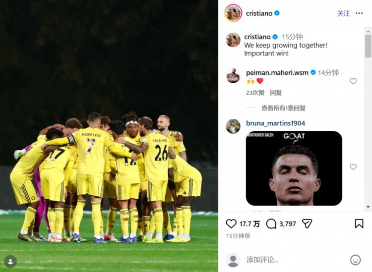 半岛体育官网-豪取联赛10连胜！C罗社媒：我们携手共进，一场非常重要的胜利